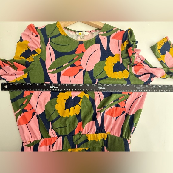 Boden vibrant women Jersey maxi Dress Highland gold pockets Floral size 8L - Picture 6 of 10